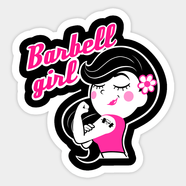 Barbell girl, weightlifting girl, gym girl Sticker by TimAddisonArt